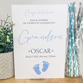 Personalised Congratulations New Baby Card For Parents Grandparents Boy