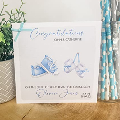 Personalised Congratulations New Baby Card For Parents Grandparents Boy
