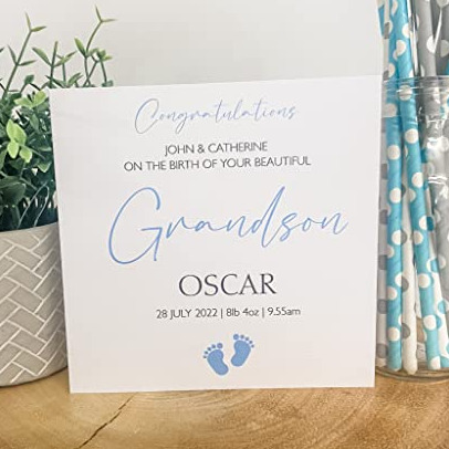 Personalised Congratulations New Baby Card For Parents Grandparents Boy