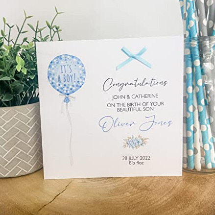 Personalised Congratulations New Baby Card For Parents Grandparents Boy