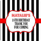 Personalised Birthday Party Stickers Red Stripe