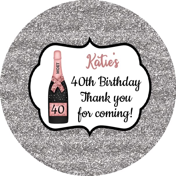 Personalised Birthday Party Stickers Silver Glitter Celebration