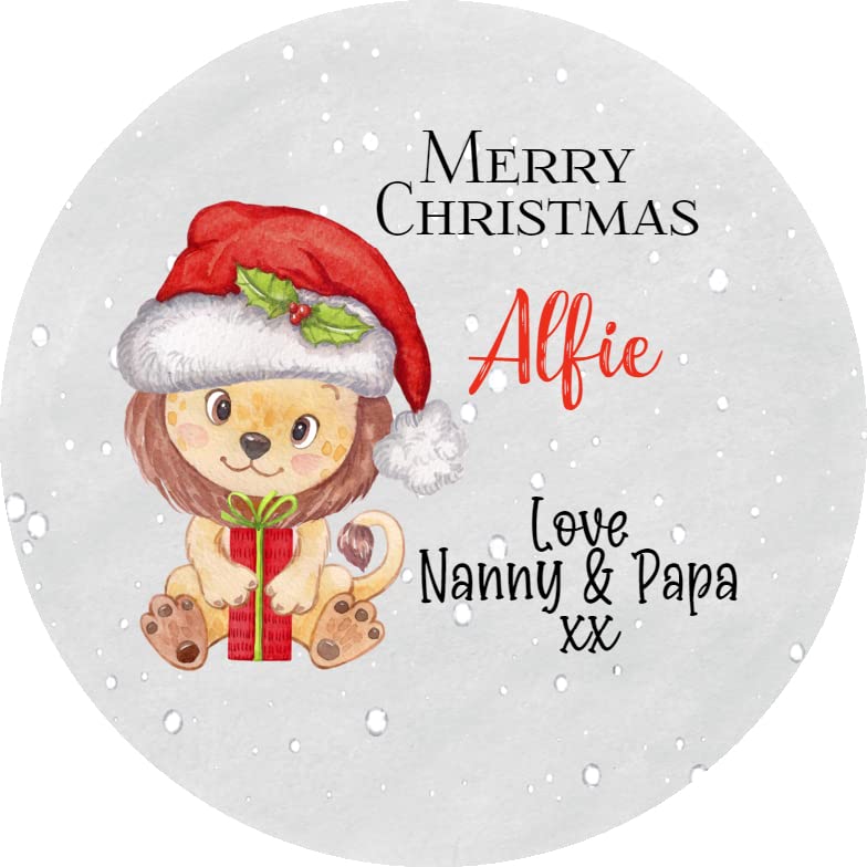 Personalised Christmas Stickers for Gift Present Wrapping Tags Lion