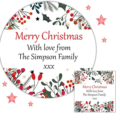 Personalised Christmas Stickers for Gift Present Wrapping Tags Berries