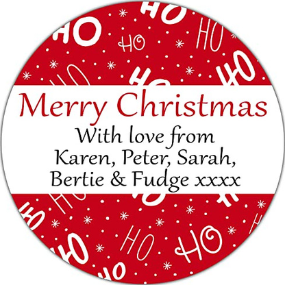 Personalised Christmas Stickers for Gift Present Wrapping Tags Ho Ho Ho Red