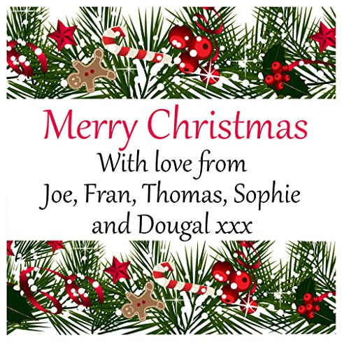 Personalised Christmas Stickers for Gift Present Wrapping Tags Christmas sprig Design