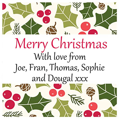 Personalised Christmas Stickers for Gift Present Wrapping Tags Holly Berries