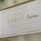 Personalised Foil Voucher Christmas Gift Card Weekend Away Present Surprise Reveal