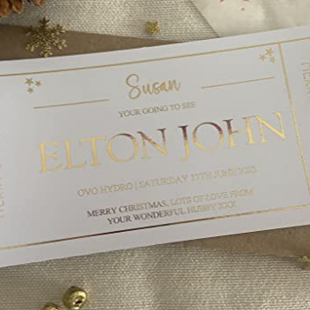Personalised Foil Voucher Christmas Gift Card Concert Ticket Present Surprise Reveal