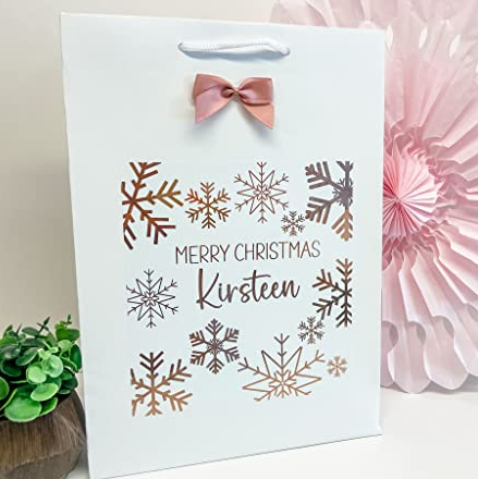 Personalised Foil Christmas Gift Bag Present Bag Favour Bag