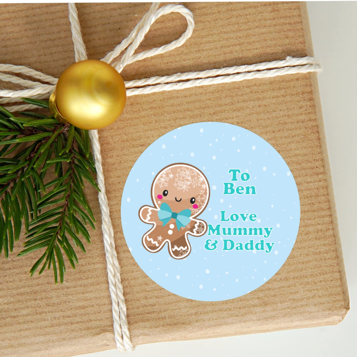 Personalised Christmas Stickers for Gift Present Wrapping, Tags, Gingerbread Girl boy