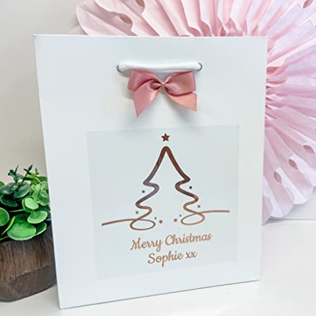 Personalised Foil Christmas Gift Bag Present Bag Favour Bag