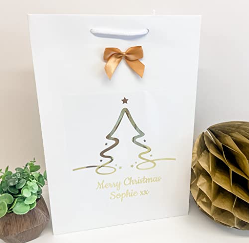Personalised Foil Christmas Gift Bag Present Bag Favour Bag