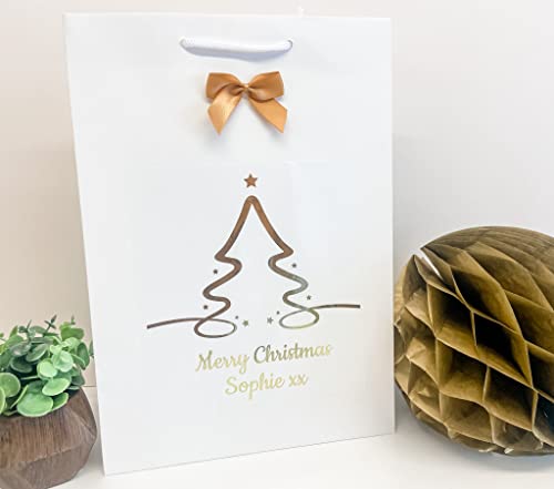 Personalised Foil Christmas Gift Bag Present Bag Favour Bag