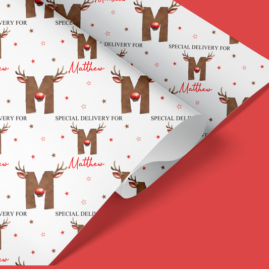 a wrapping paper with a reindeer pattern on it