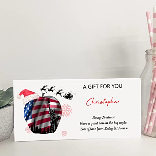 Personalised Christmas Card Money Gift Wallet Travel Voucher New York Big Apple