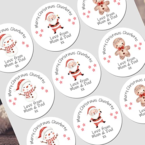 Personalised Christmas stickers with kids’ names for gift wrapping