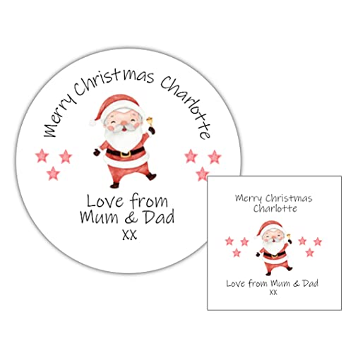Cute Santa Claus stickers personalised for children’s Christmas gifts