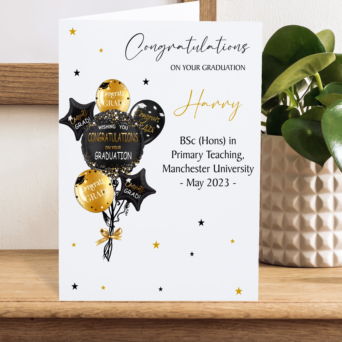 Personalised Graduation Card Congratulations Balloons
