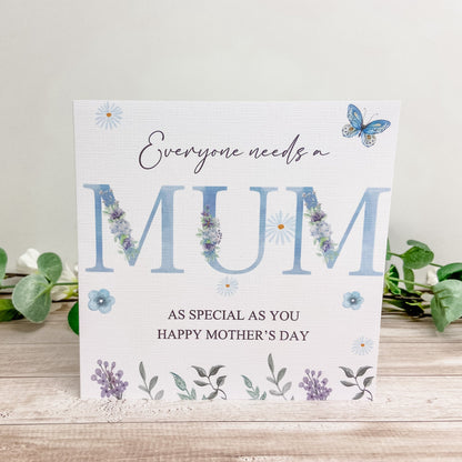 Personalised Mother's Day Card Blue Floral