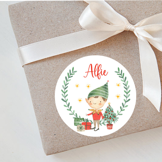 Personalised Elf Boy Christmas Stickers