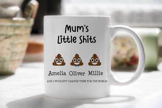 Personalised Mother's Day Mug | Mum's Little Shits | Funny Mug | Rude Mug