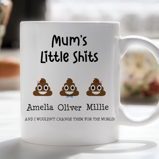 Personalised Mother's Day Mug | Mum's Little Shits | Funny Mug | Rude Mug