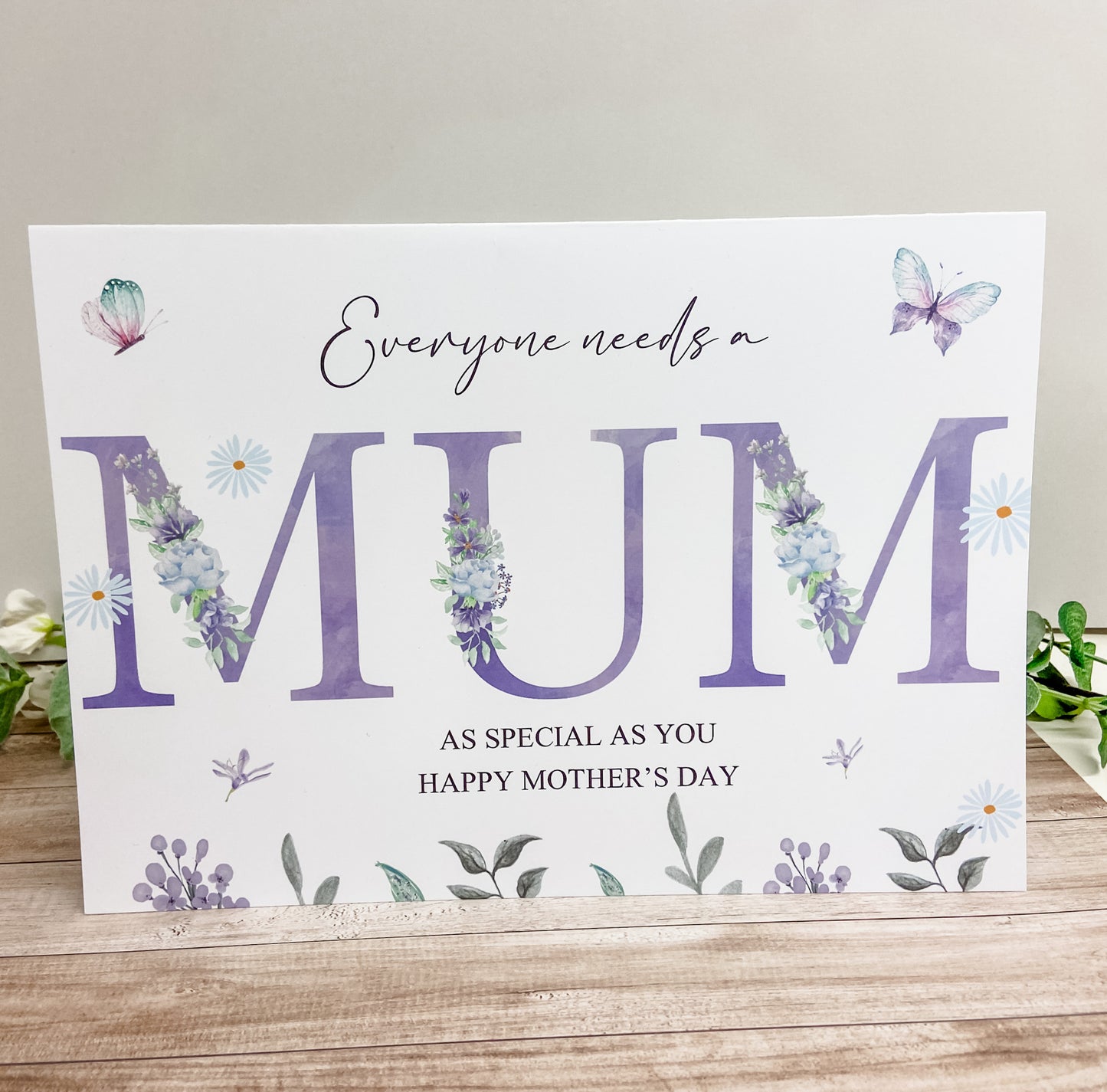 Personalised Mother's Day Card Lilac Floral Mum Mam Mom