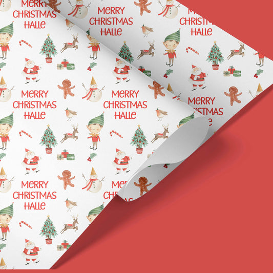 Personalised Christmas Wrapping Paper Elf Boy