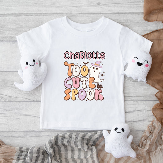 Personalised Custom Halloween T Shirt, Halloween Gift, Halloween Outfit, Too Cute To Spook Ghost
