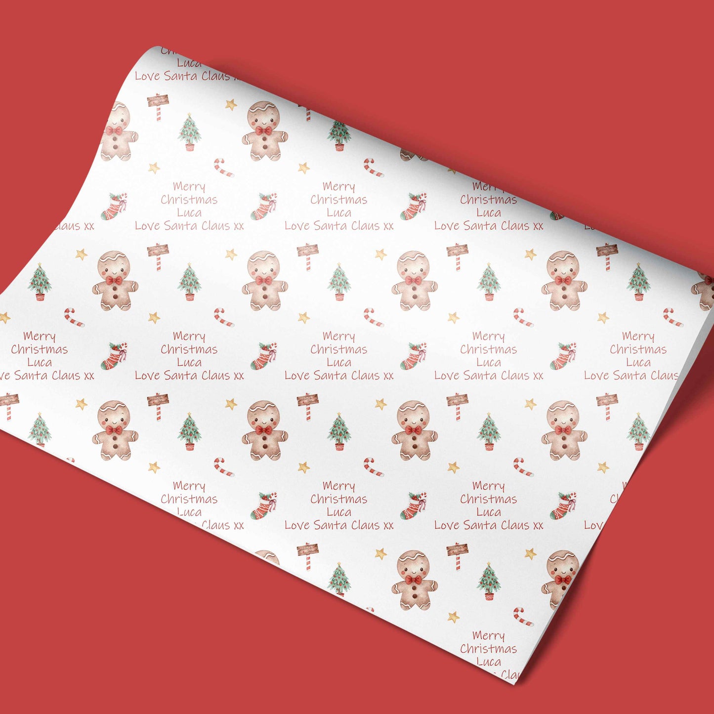 Personalised Christmas Wrapping Paper Gingerbread