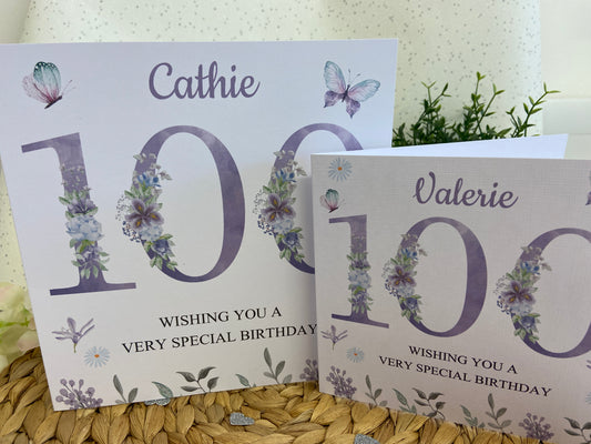 Personalised Birthday Card For Her Lilac Floral Age