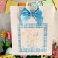 a happy easter card with a blue bow