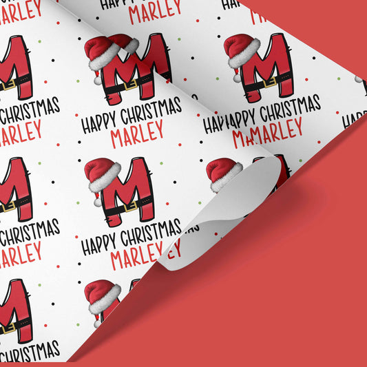 Personalised Christmas Wrapping Paper Santa Initial