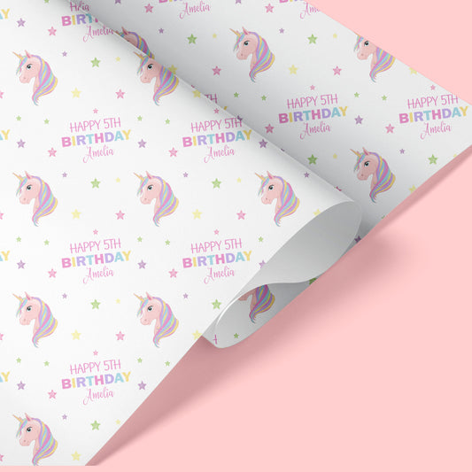 Personalised Unicorn Birthday Wrapping Paper