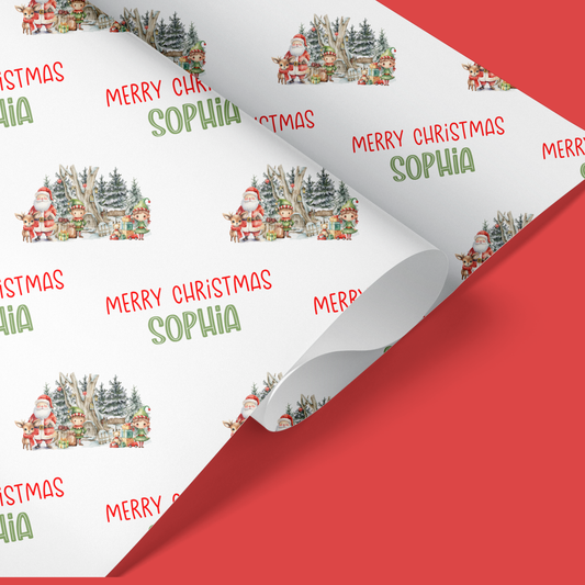 a wrapping paper with a merry christmas design on it