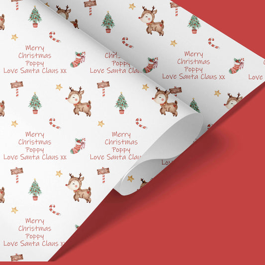 Personalised Christmas Wrapping Paper Reindeer