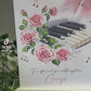 Personalised Birthday Card Female Music Piano