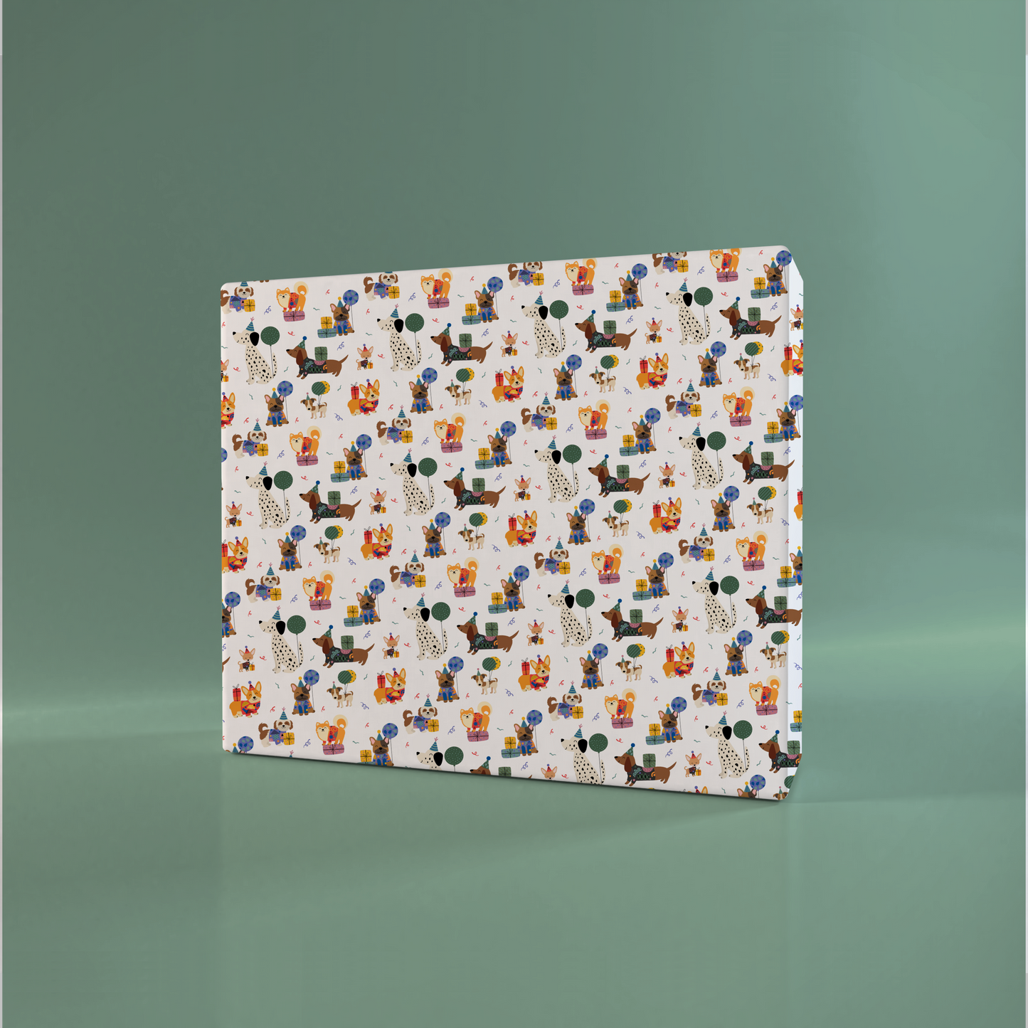 Personalised Birthday Wrapping Paper Cute Dogs Party Hat