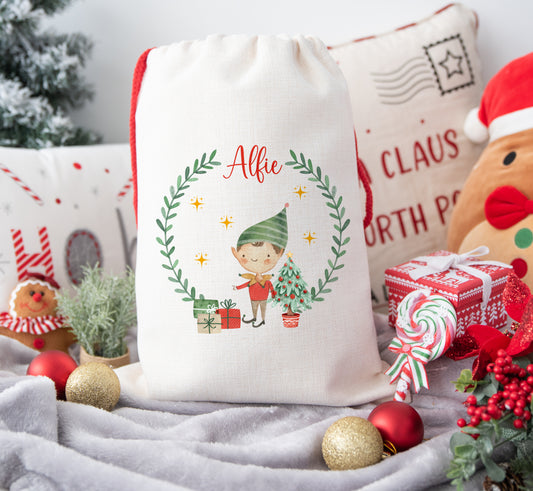 Personalised Christmas Santa Sack For Children Elf Girl Boy