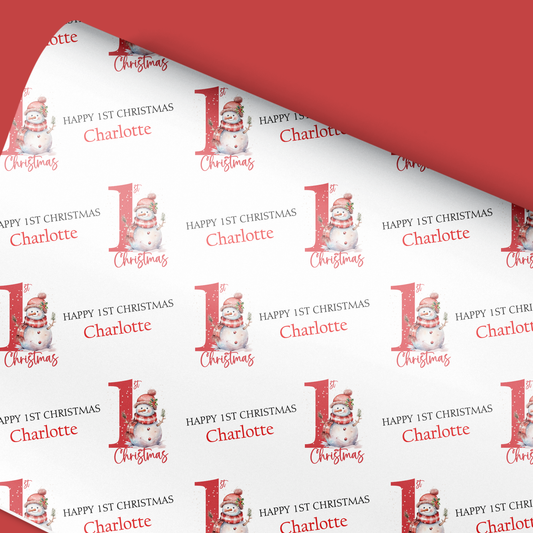 a red and white christmas wrapping paper with the number one on it