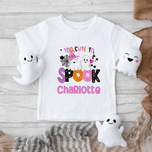 Personalised Custom Halloween T Shirt, Halloween Gift, Halloween Outfit, Too Cute To Spook