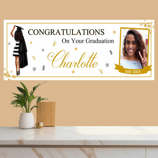 Personalised Graduation Photo Banner Congratulations, Party Banner, Custom Banner, Party Decor , Girl