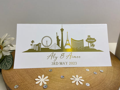 Personalised Foil Voucher Wedding Money Gift Card Congratulations Las Vegas