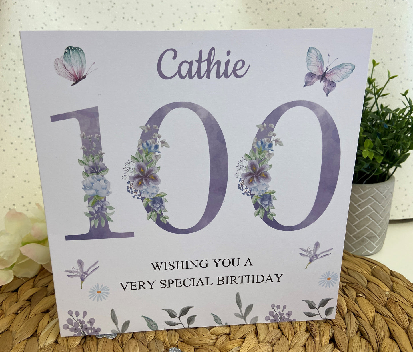 Personalised Birthday Card For Her Lilac Floral Age