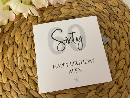Personalised Birthday Card Grey Age Star