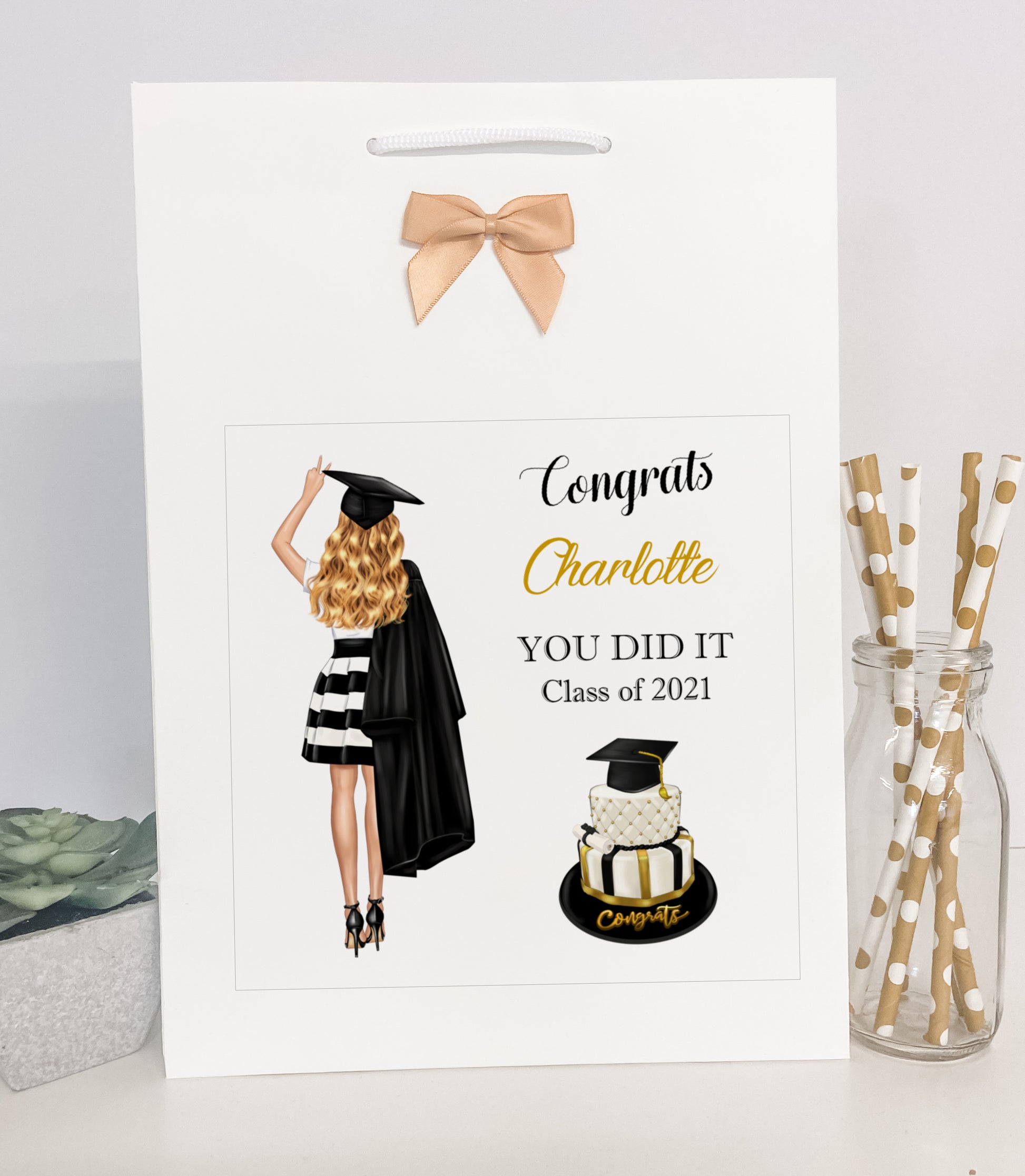 Personalised Congratulations on Your Graduation Gift Bag Female Girl Daughter Granddaughter Niece