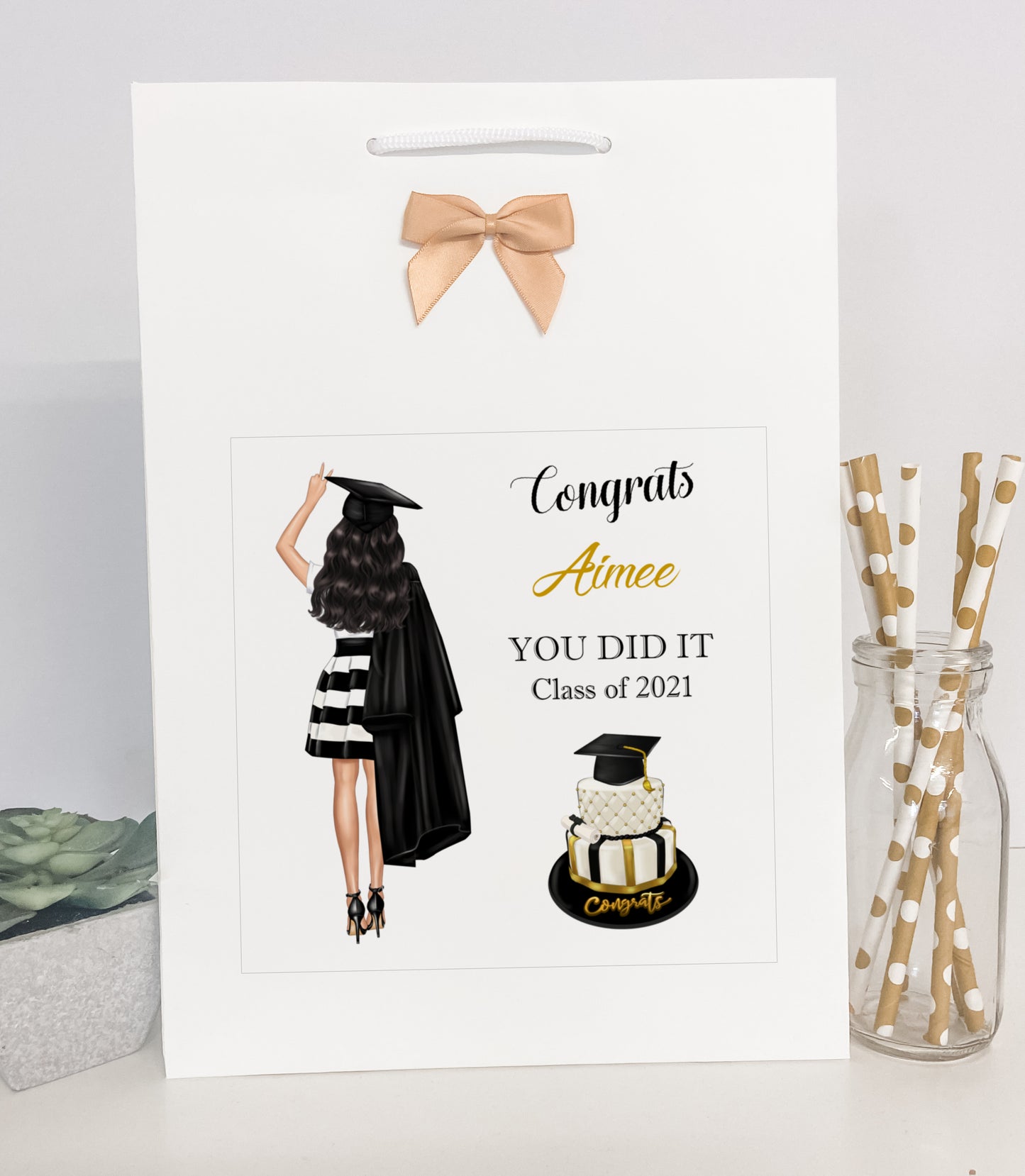 Personalised Congratulations on Your Graduation Gift Bag Female Girl Daughter Granddaughter Niece