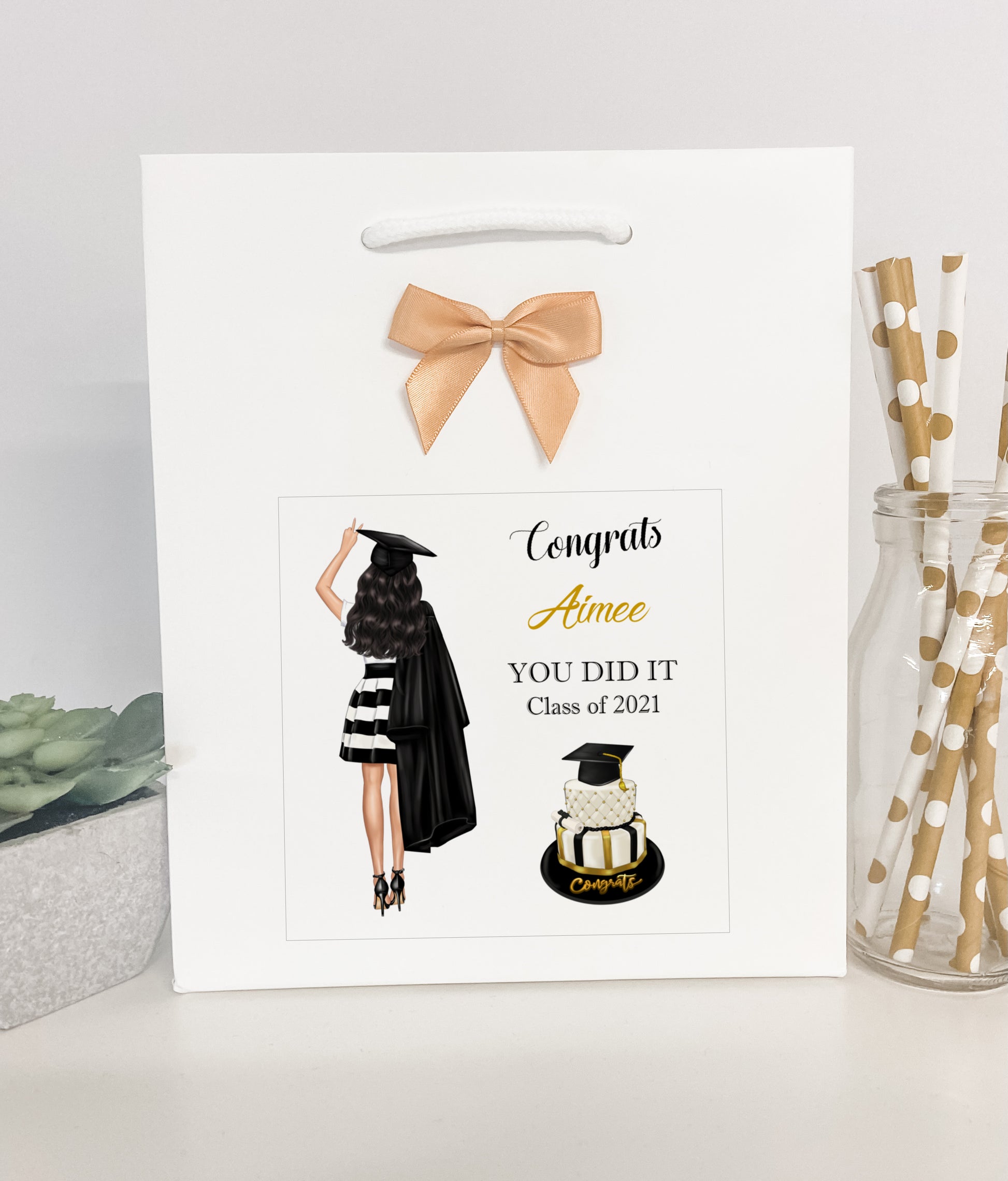 Personalised Congratulations on Your Graduation Gift Bag Female Girl Daughter Granddaughter Niece