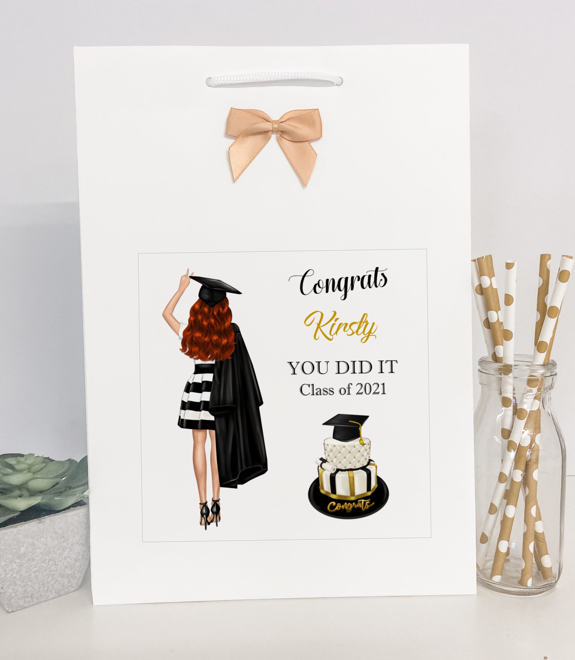 Personalised Congratulations on Your Graduation Gift Bag Female Girl Daughter Granddaughter Niece